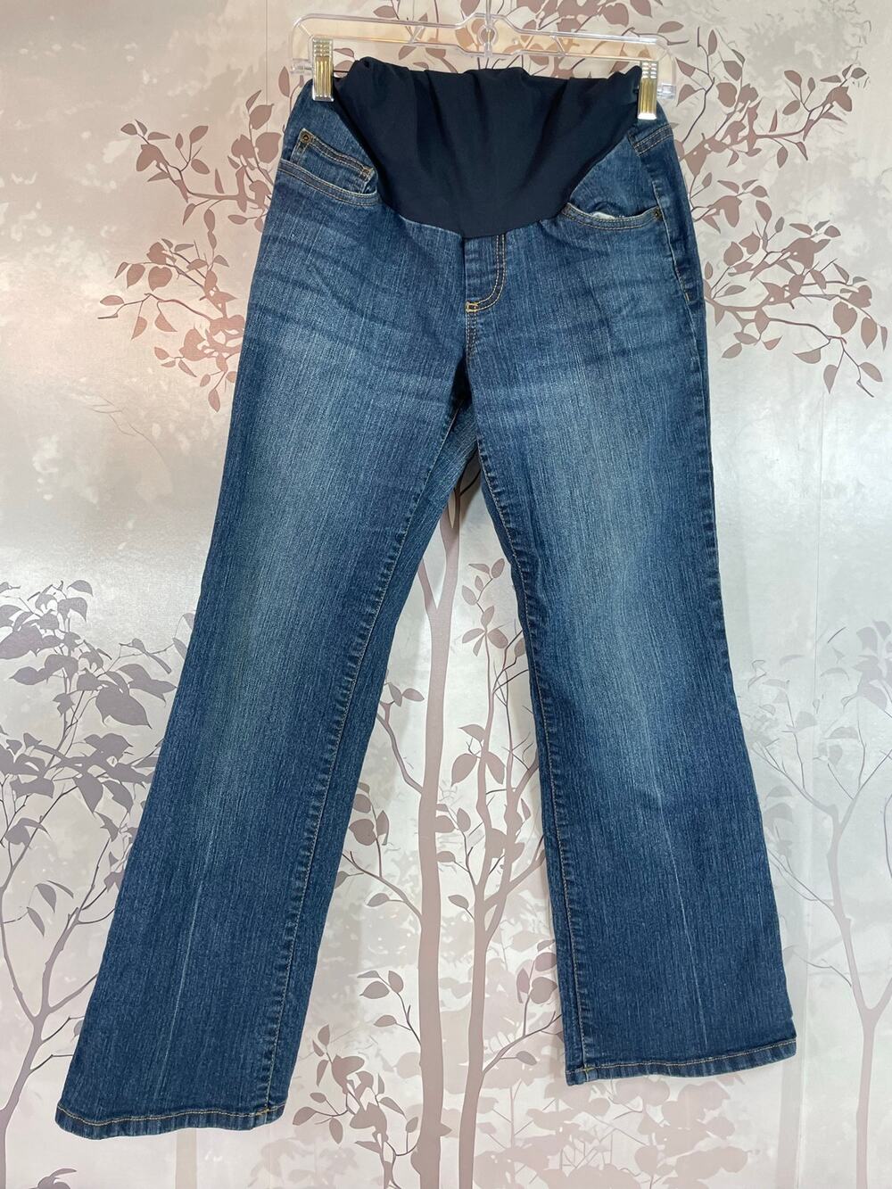 Motherhood Maternity Jeans Womens PM Blue Full Belly Panel Bootcut Flare Stretch